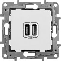 Розетка USB тип А+С без рамки Legrand Etika 2-м. 3000мА белый картинка